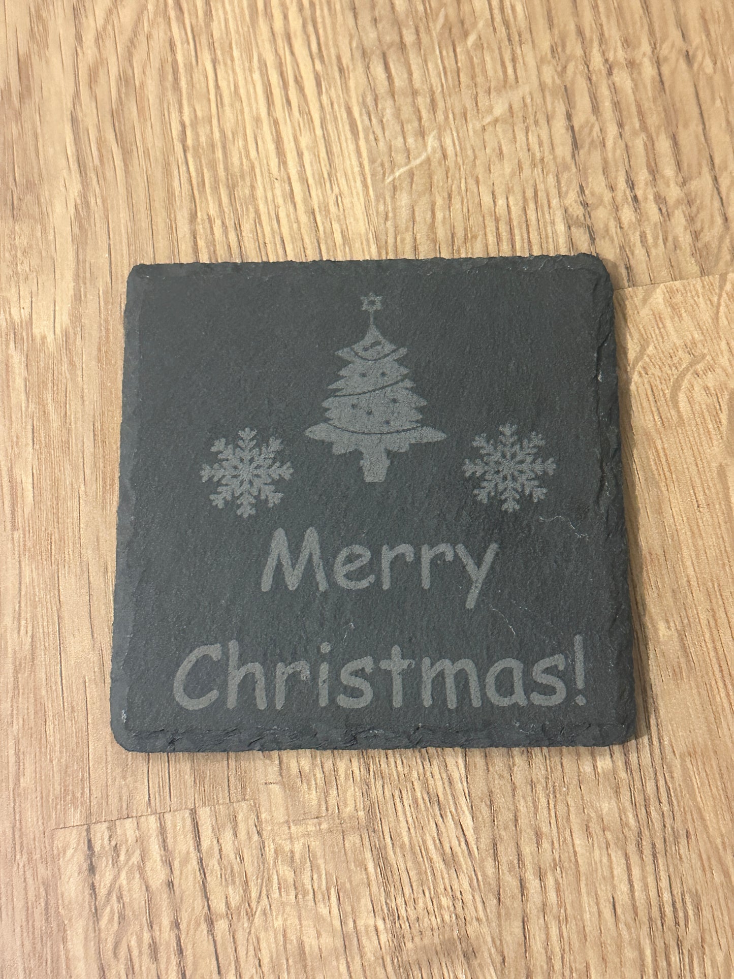 Merry Christmas Tree- slate coaster