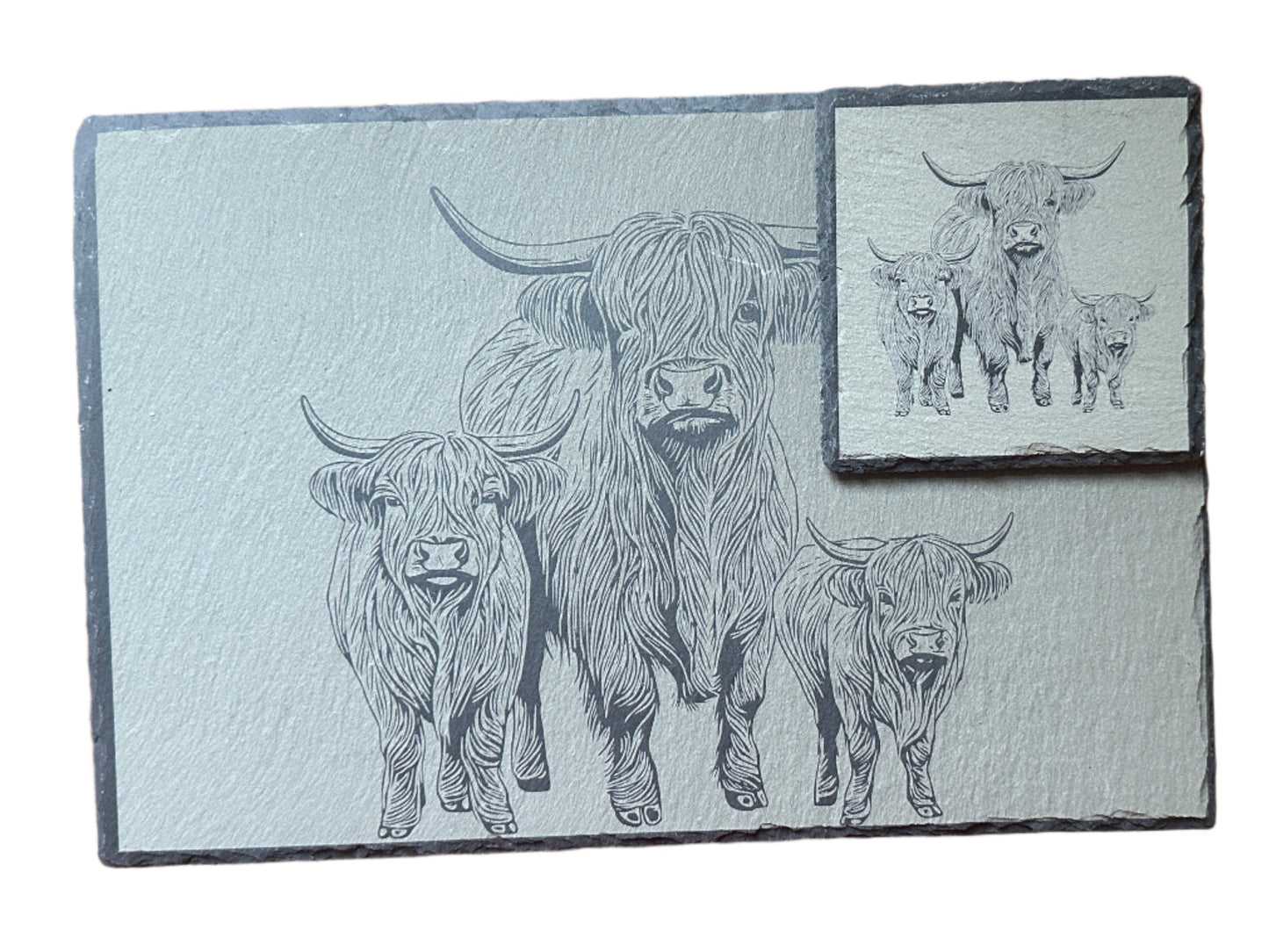 Highland Cow & Calf's - Slate Platemat & Coaster